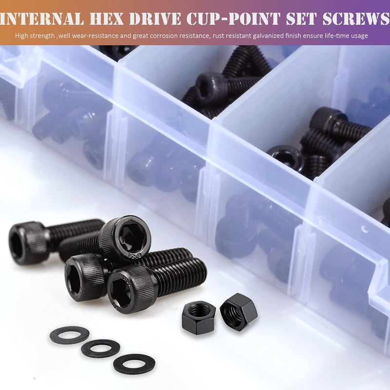 ZTF 840PCS M2 M3 M4 M5 Socket Head Cap Screws Nuts Assortment Kit with Storage Box, 12.9 Grade Alloy Steel Metric Thread Hexagon Allen Machine Bolt, DIN 912 Black Oxide Finish,4 Hex Wrenches Included - Image 2